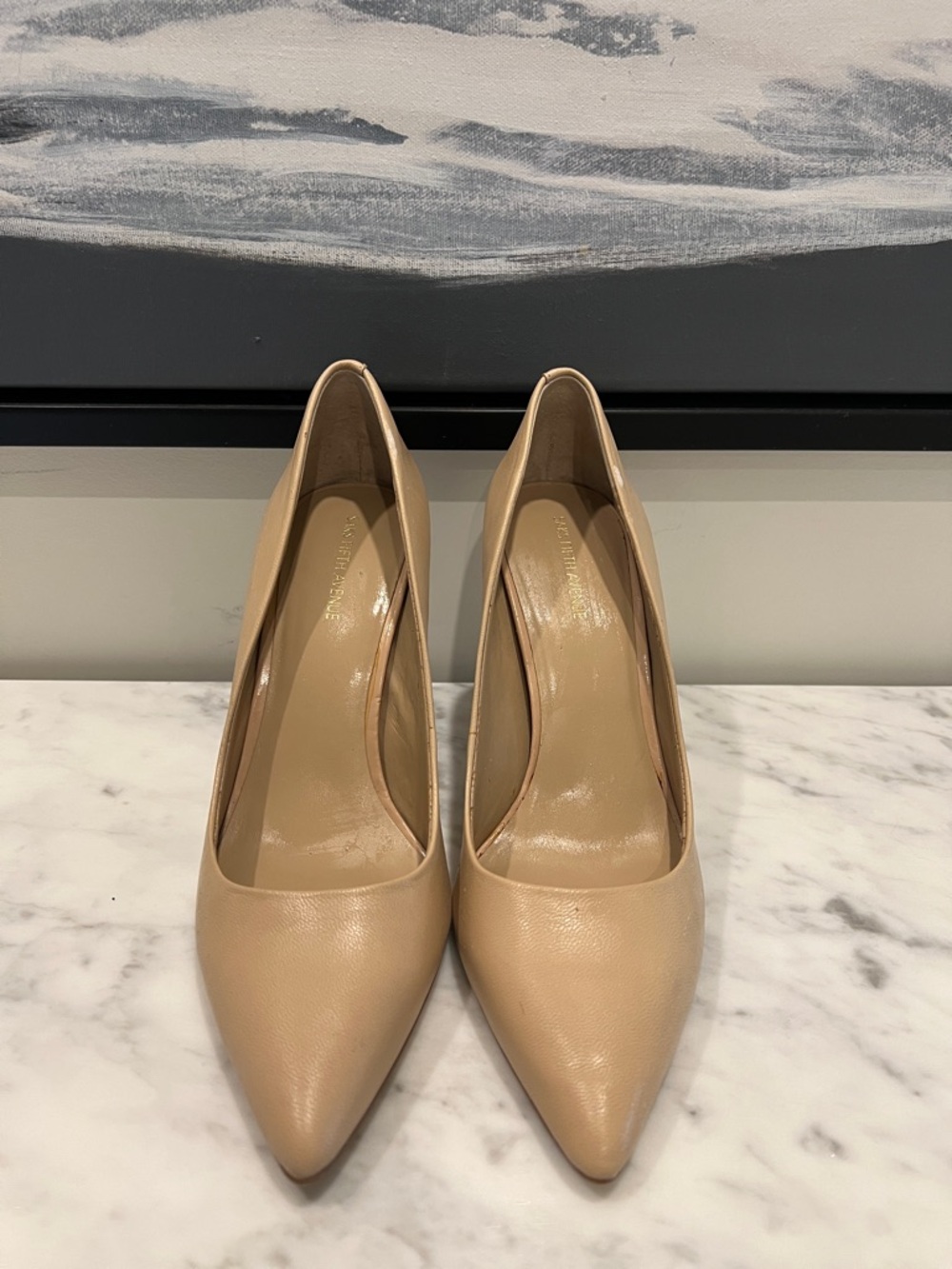 Saks Fifth Avenue Nude Beige Pointed-Toe Pumps